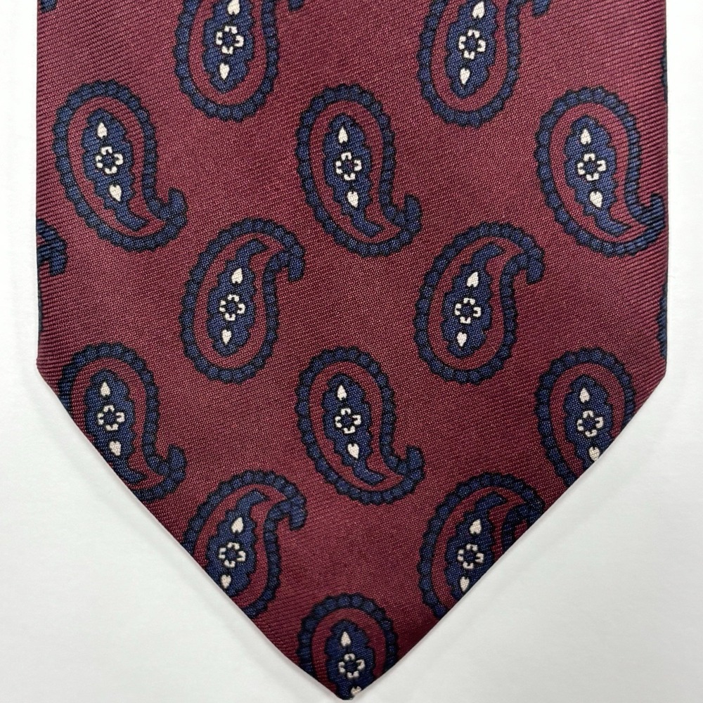 Vintage Brooks Brothers Tie Burgundy Red Silk Teardrop Paisley Preppy USA 90s